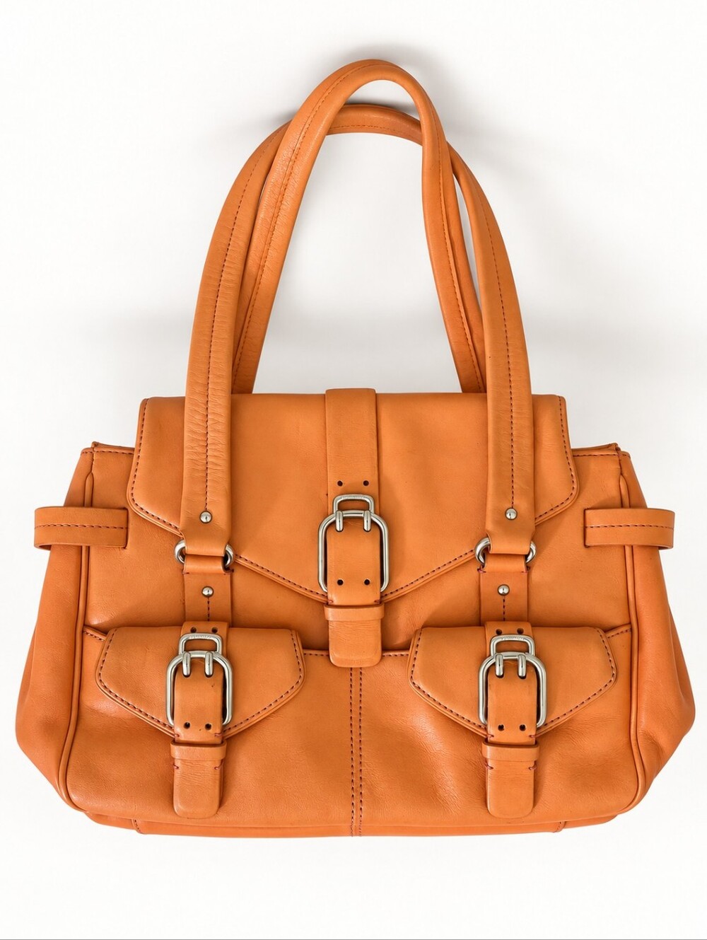 Cole Haan Alexa Orange Leather Satchel Bag